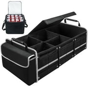 Kailwokk Trunk Organizer for SUV, Collapsible Multi Compartment Waterproof Car Organizer with Leakproof Insulated Bag for Car Accessories for Women Men